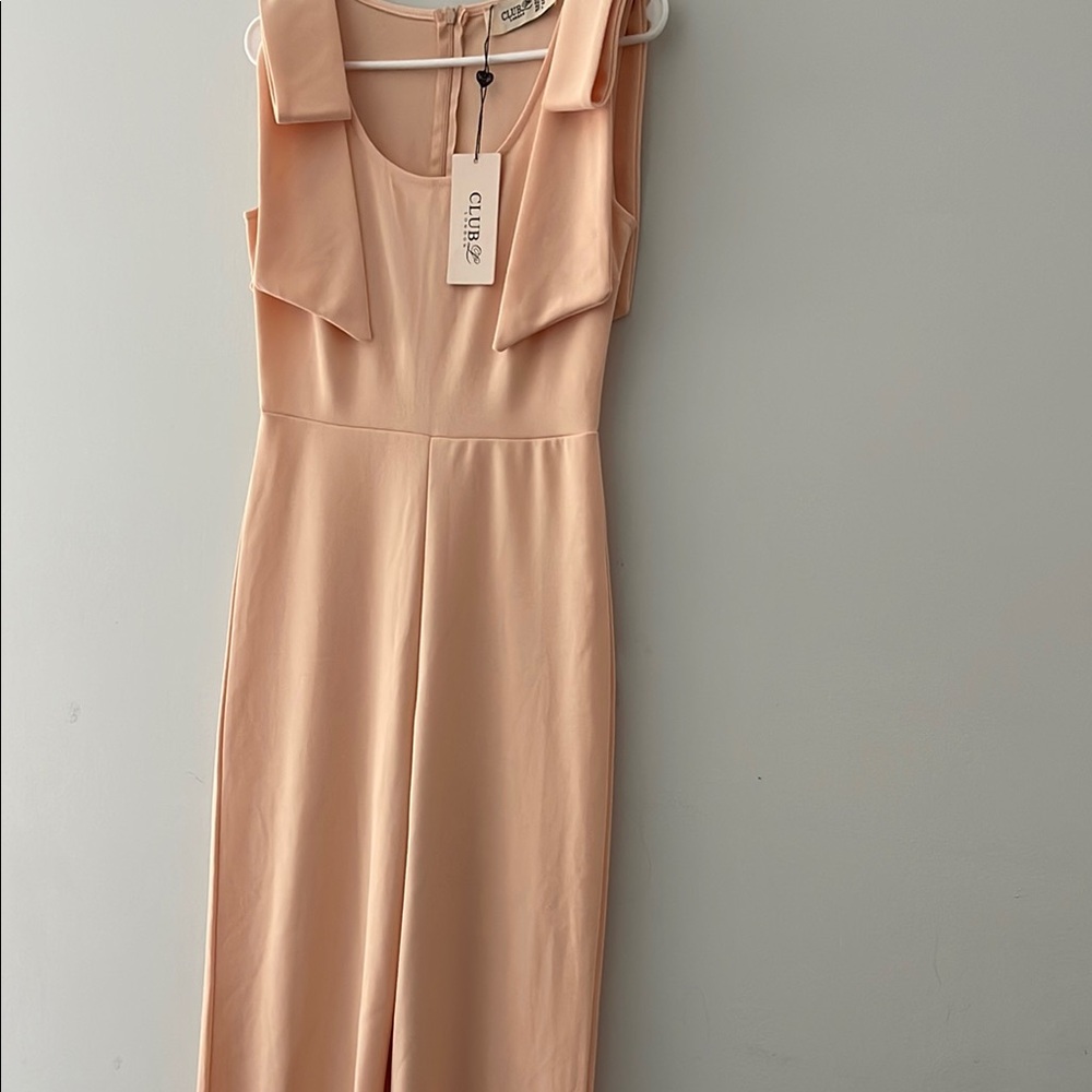 Club L London Pink Tie Front Sheath Midi Dress